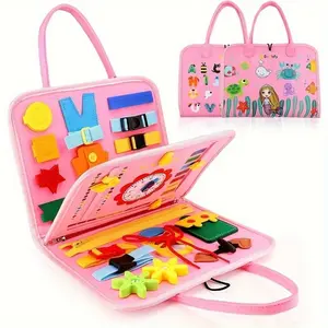 Busy Board for Toddlers, Montessori Sensory Activity Board with Zipper, Buckles & Alphabet, Multi Activity Playset, Portable Travel Educational Toy, Perfect Birthday Christmas Easter Gift for Kids