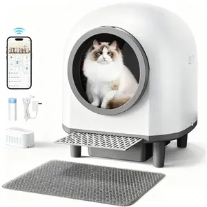 Self Cleaing Litter Box for Multiple Cats, 88L Large Smart Automatic Cat Litter Box with App Control, Health Monitoring, Integrated Safety Sensors, Odor Removal, Mat, Liners