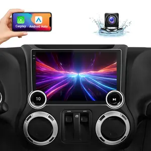 Android 13 Radio for Jeep Wrangler 2007 2008 2009 2010 2011 2012 2013 2014 2015 2016 Dual Knobs Car Stereo with Wireless Carplay Android Auto WiFi GPS
