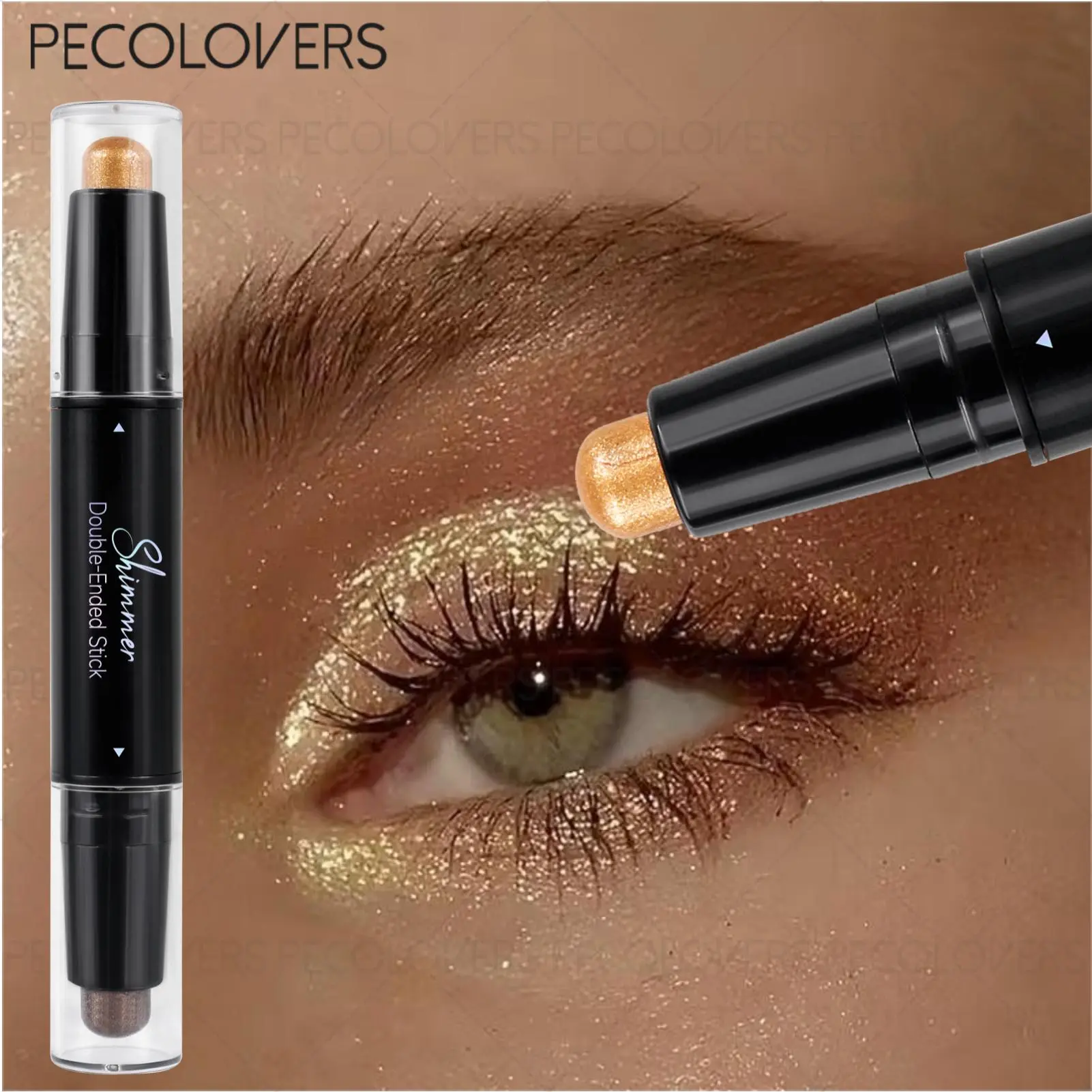 Dual-Tip Shadow Crayon, Shimmer & Glitter Double-Tip Design, Waterproof Creamy Formula & Smudge-Resistant Wear, Buildable Pigment, Long-Lasting Crease-Proof Hold, Festival Makeup, Beginner-Friendly, Cream Eyeshadow Stick, Glitter Eyeshadow Pen