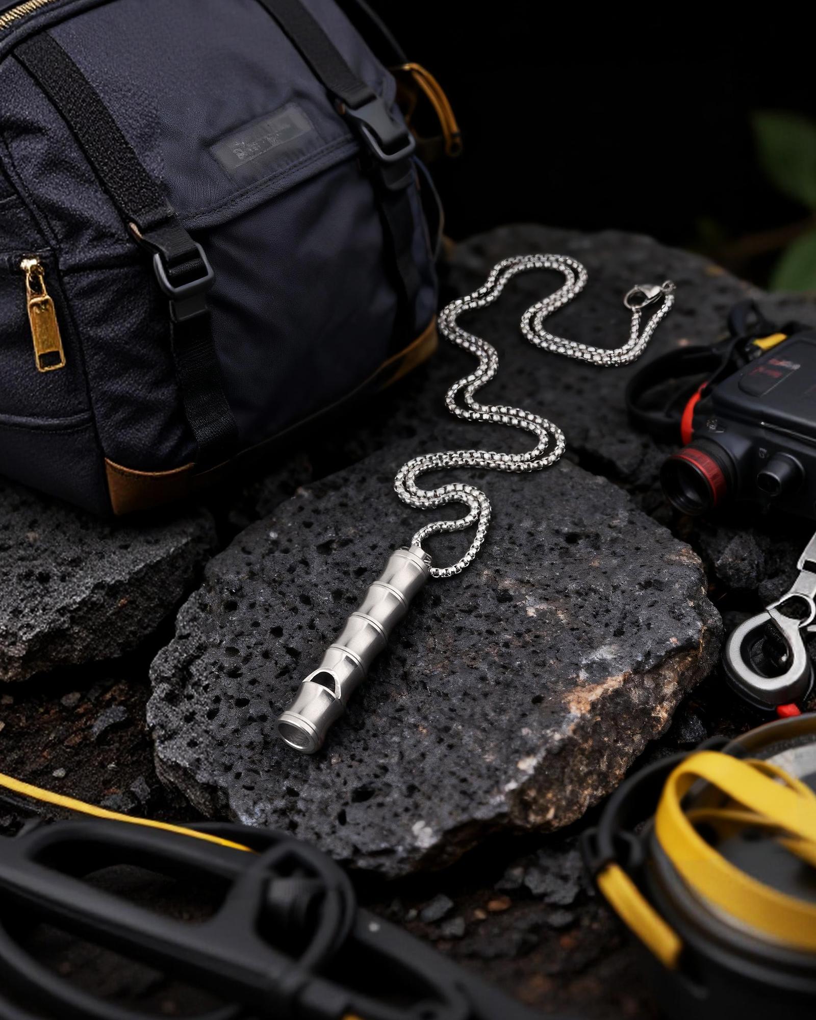 PJYTAC Titanium Pill Holder Necklace Emergency Whistle Mini EDC Pill Container Pendant for Holding Small Things