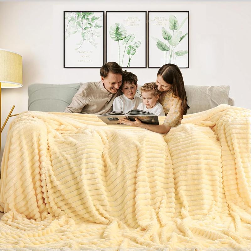 Oversized King Size Blanket 120x120 Inches, 300GSM Microfiber Jaquard Flannel Blanket, Soft Cozy Home Decor for Couch Sofa Bed, Machine Washable, Warm & Soft for All Seasons