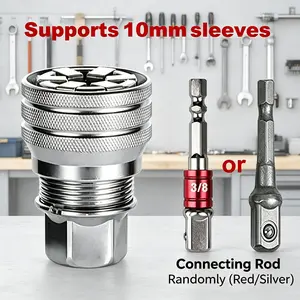 Adjustable Universal Socket Wrench | One Tool for All Nuts & Bolts, Compatible with 3/8" Drives & Power Drills, Includes Random Color Connecting Rod (Connecting rod random color)