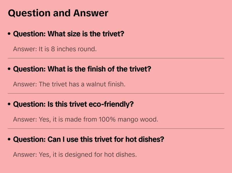 HAND-CARVED MANGO WOOD TRIVET