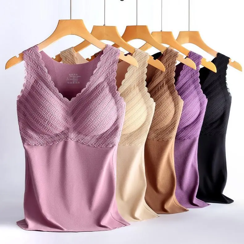 Women's Thermal Vest, Seamless Padded Sleeveless German Velvet Top with Basic Style for Winter Heat Hold, Tops, Breathable Sleeveless Top