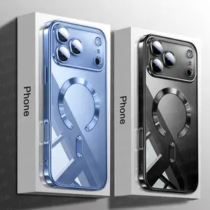 Premium Magnetic Wireless Charging Phone Case for iPhone 11 12 13 15 16 17 Pro Max & Air Plus with Camera Lens Protection Shockproof Clear Soft Cover