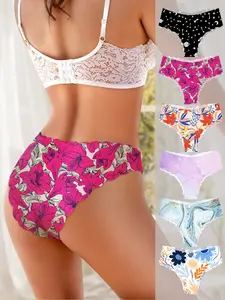 6-Pack Women's No Show Fashion Bikini Briefs Breathable Comfortable Stretchy Lady Knicker Seamless Panty Eco Friendly Underwear Womenswear