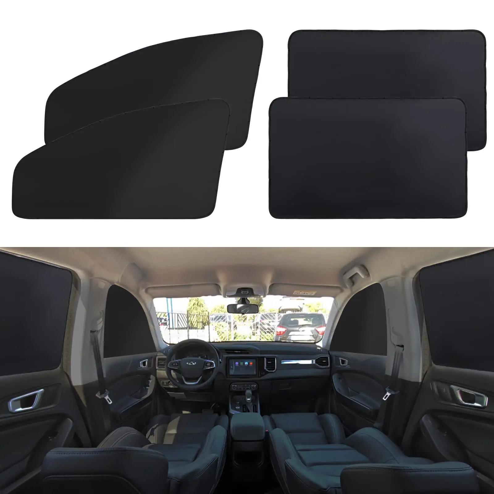 DIBMS Car Window Tint Film, 4-Piece Set (30.5" L x 19.1" W), Black High-Quality Sun Protection for Automotive Exterior Use