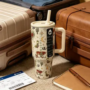 HydroJug Traveler 40 oz Western Cowboy-Style Insulated Drinkware Flask - Portable Vacuum Tumbler, Camping & Travel Use, New Design, Office & Gym Mug, Birthday Surprise Option, Flasks