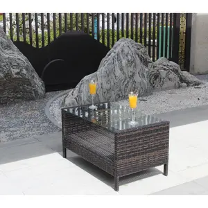 Outdoor patio Furniture  Coffee Table with clear tempered glass