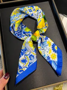 Women's Satin Patchwork Headband & Scarf Set, Soft Silk-Like Fabric, Fashionable Hair Accessory, Multi-Purpose Neck Wrap, All Seasons Use