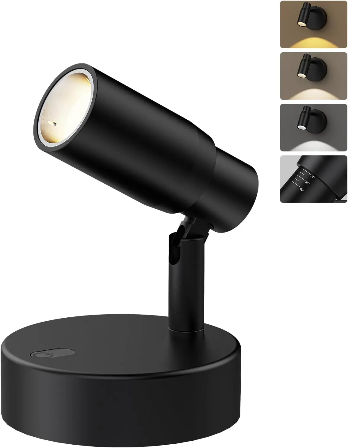 Rechargeable Zoomable Indoor Spotlight with Remote, 20°-90° Adjustable Beam, 3CCT Dimmable Battery Uplight with Timer for Plants, Artwork, Paintings & Sofa Corners, 1 Pack