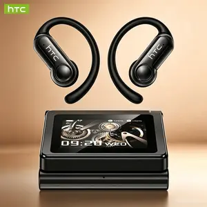 HTC NE80 Bluetooth V6.0 Headphones LCD Smart Touchscreen Wireless Earphones, Long Life with HD Microphone Gaming Earbuds, Waterproof & Sweatproof, Headset Ideal Traveling Gadgets & Electronic Gifts for Men and Women