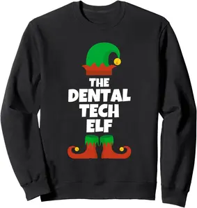 I'm Dental Tech Elf Family Pajama Christmas Technician Lab Sweatshirt