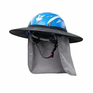 Helmet Sun Shade with Neck Cover for Climbing Helmet & Hard Hat, Reversible Wide Brim, Water-Resistant Sun Protection for Outdoor Work, Hiking & Inspection