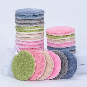 80 Round Absorbent Face Cleansing Pads 6pcs, Facial Cleansing Pads, Reusable Washable Makeup Remover Cloth, Double-Sided Plush Sponge for All Skin Types