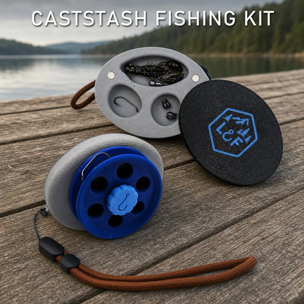 Portable Handline Fishing Reel with Magnetic Tackle Storage: CastStash Starter Kit