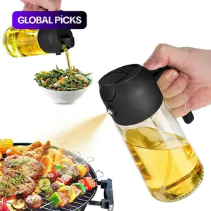 Multifunctional 2-in-1 Glass Oil Dispenser, 1 Count Olive Oil Sprayer with Handle, Oil Dispenser for Cooking, Baking, Frying, Kitchen Utensils & Gadgets #GLOBAL PICKS