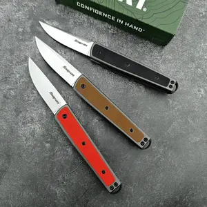 New Cr 7190 Outdoor Pocket Folding Knife, 8cr13mov Steel Blade, 420 Stainless Steel Inlay, G10 Handle, Portable Camping Survival Tool, Portable Multipurpose Knives