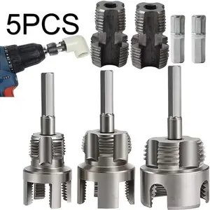 Internal & External Thread Pipe Drilling Tool Set, Compatible with Drill Press and Electric Drill, PVC/polymer Tube Threads