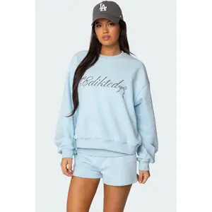 Super Edikted Rhinestone Oversized Sweatshirt Super Edikted Rhinestone Oversized Sweatshirt