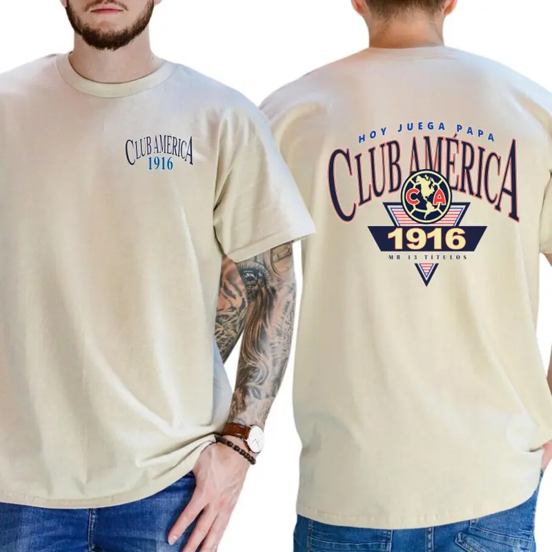 Vintage Club América 1916 T-shirt, Mexico Football Shirt, Graphic Crewneck Classic Cotton for Fans Streetwear Unisex