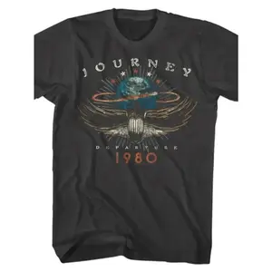 Men's Vintage Journey Band T-Shirt - Retro Earth Design, Soft Crew Neck, All-Season Rock Concert Merch