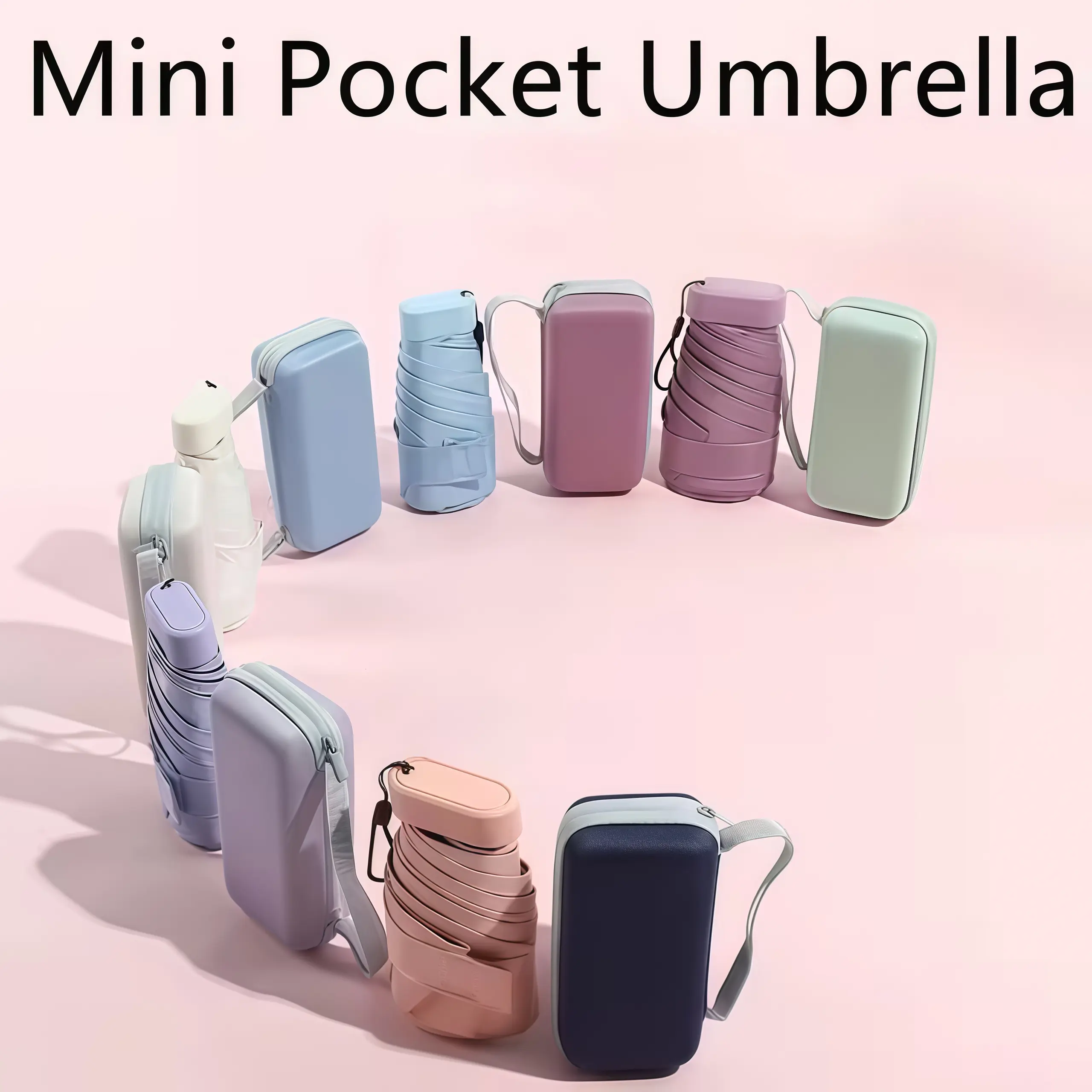 Ladies Compact Manual Pocket Umbrella, Stylish Minimalist Design, Sturdy Iron Frame & Satin Fabric, Portable Outdoor Small Dual Use Sun Protection Parasol, Women Daily Commute Sun Umbrella