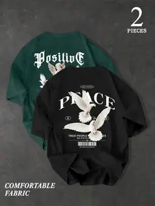 Men's Casual Short Sleeve Two-Piece Set, Fun Print Design, Perfect for Friend, Family Matching, Travel, Sports, Office Wear