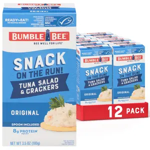 Ready to Eat Tuna Salad Snack Pack with Crackers, Wild Caught Tuna, 8g Protein, Convenient Lunch Kit, 12 Pack