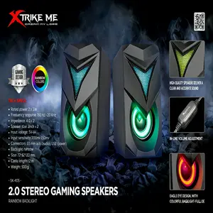 1 Set RGB Ambient Lighting 2.0 Wired Speaker 7-Color Gradient Dynamic Lighting Effects 2-Inch Dual-Driver Stereo 3W × 2 Output Power In-Line Remote for Convenient Volume Control Universal 3.5mm Audio Jack USB Plug-and-Play Power Supply Wide Frequency Resp