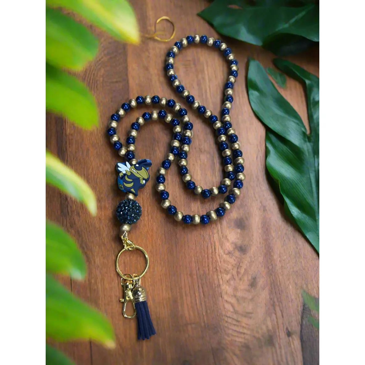 Georgia Tech University Custom Beaded Lanyard