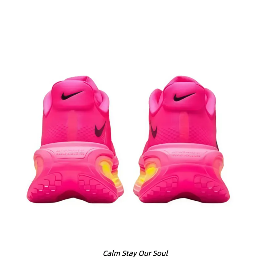 Bright Pink Gradient Cushioned Running Shoes Thick Foam Midsole Anti Slip Light Breathable Road Training Athletic Sneakers Unisex