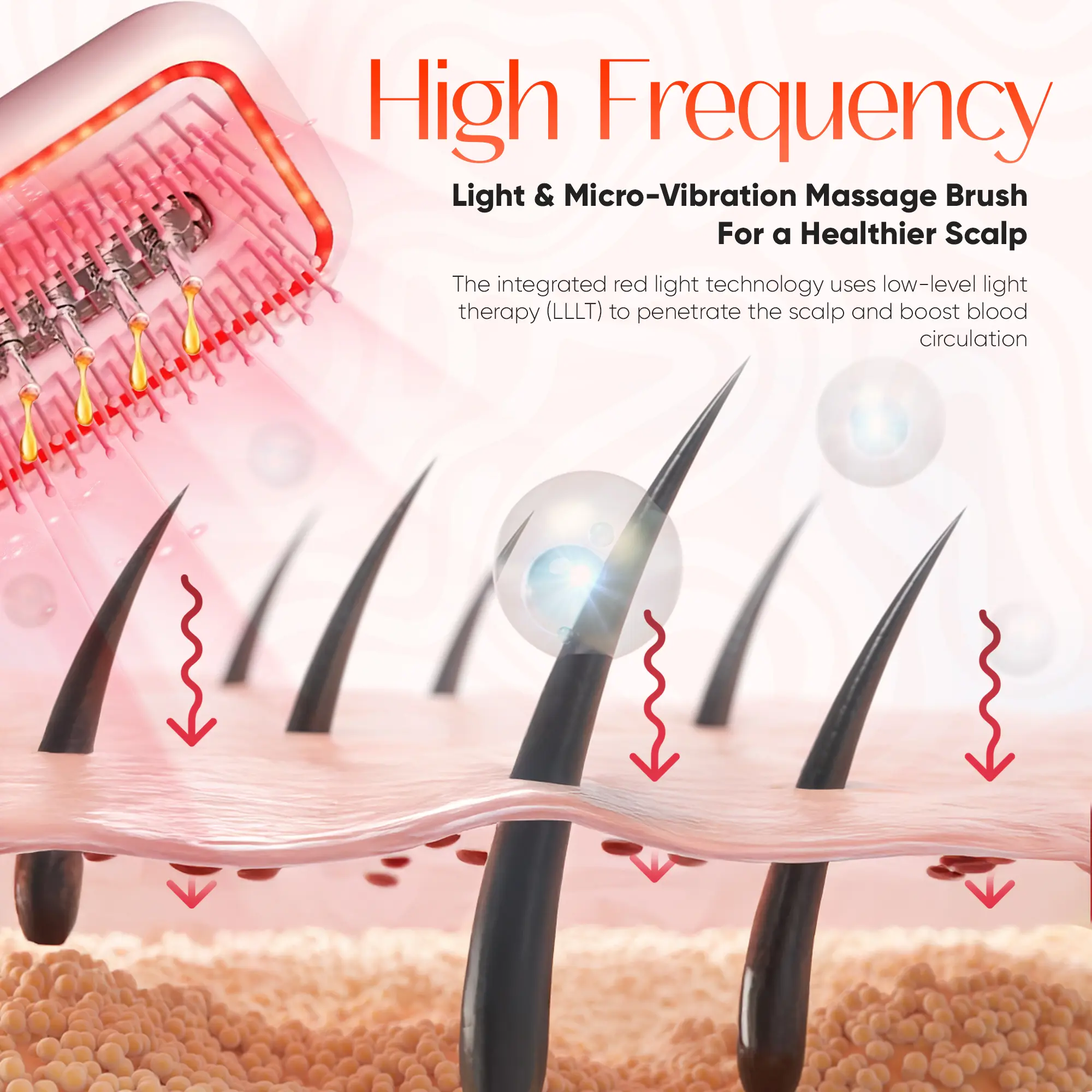 Scalp & Hair Massage Oil Applicator Pink Brush with 133 Soft Bristles Red Light & Micro-Vibrations for Healthy Hair Growth - TikTok Shop Scalp & Hair Massage Oil Applicator Pink Brush with 133 Soft Bristles Red Light & Micro-Vibrations for Healthy Hair Growth - TikTok Shop