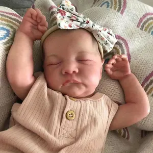 GUESSBELLY Realistic 19inch 48cm Vinyl Limbs Cloth Body Reborn Doll Sleeping Baby Toy Levi Newborn Bebe Girl Art Toys for Kids Christmas Gift Alive