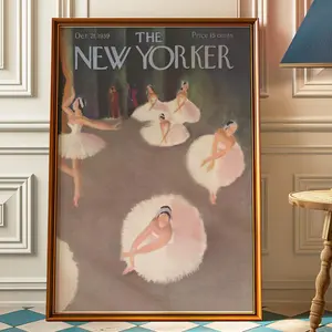 The New Yorker Cover Poster | October 21 1939 Issue | Vintage Ballet Wall Art Print | Retro Pink Dorm & Apartment Decor