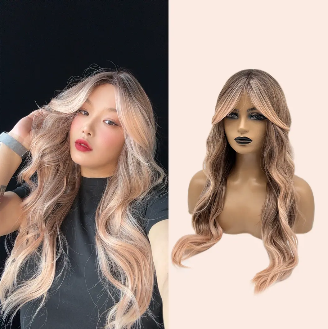 JBEXTENSION 26 Inches Long Body Wave Wig with Bangs MANDA JBEXTENSION 26 Inches Long Body Wave Wig with Bangs MANDA