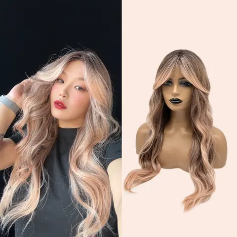 JBEXTENSION 26 Inches Long Body Wave Wig with Bangs MANDA
