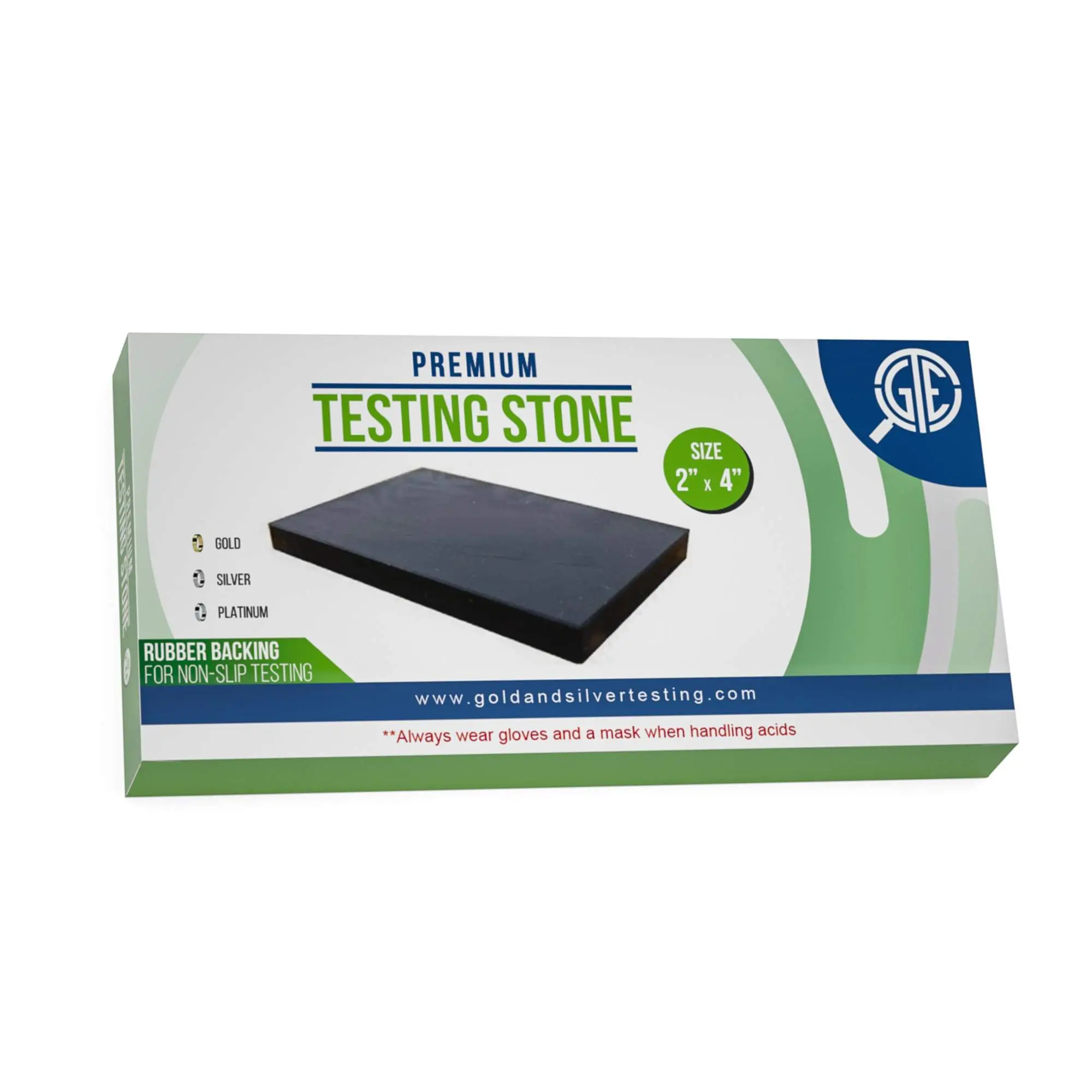 GTE Premium Jewelry Testing Stone (2"x4") with Rubber Backing, Easy-Read Manual, for Gold, Silver, Platinum Testing & Engagement Ring Verification