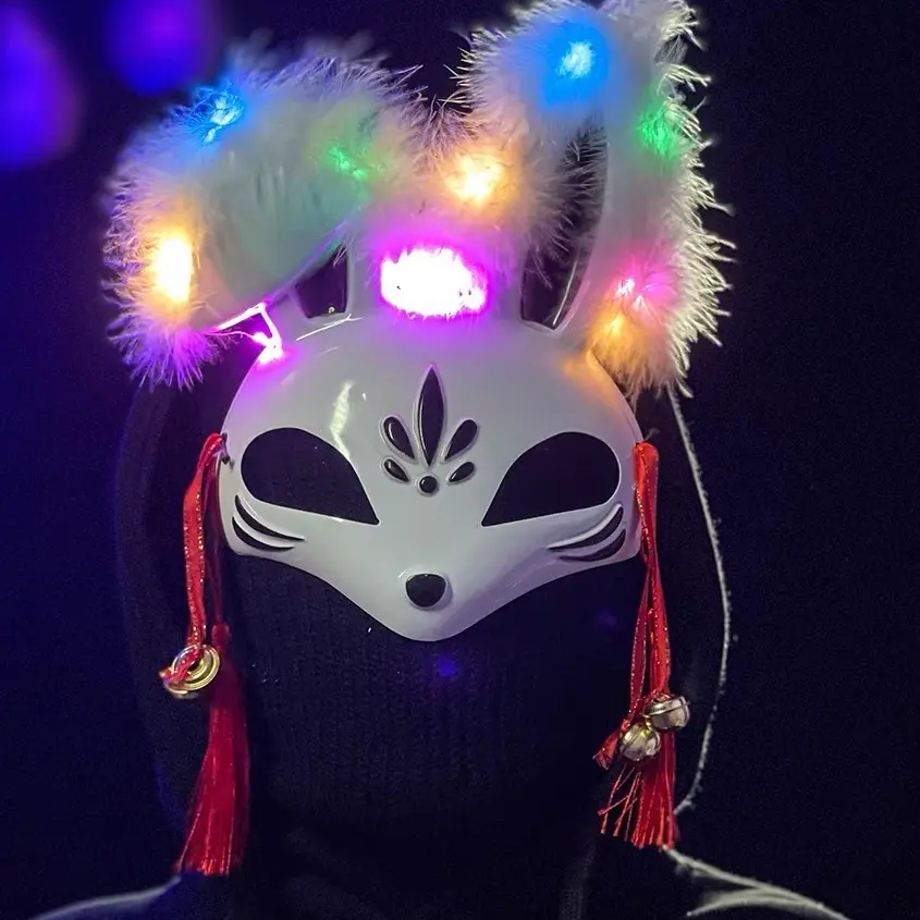 A rabbit mask  with lights  for party  cosplay  gift