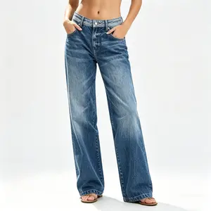 Casual Flare Leg Washed Denim Jeans Plus Size Boyfriend Ripped Jeans