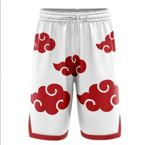 Akatsuki White Anime Basketball Shorts, Anime Basketball Shorts, Gym Shorts, Quick Dry Workout Running Shorts Casual for Men, Gift for fan