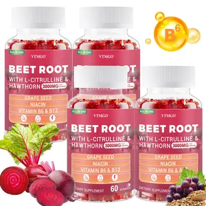 4 PCS - Beetroot Nutritional Gummies - Contains beetroot extract powder, vitamin C, and magnesium - Supports energy, heart health, and nitric oxide production - Red Beetroot Nutritional Gummies - 60 gummies