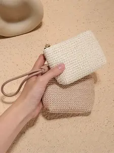 Women's Straw Handbag, Mini Woven Purse, Compact Storage Bag, Elegant Accessory for Daily Use, Perfect for Small Essentials