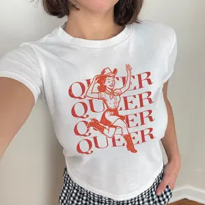 Queer Y2k Baby Tee Pride Baby Tee Femboy Clothing 90s  Retro Lesbian LGBTQ Gift Bisexual T Shirt Pride Parade Outfit