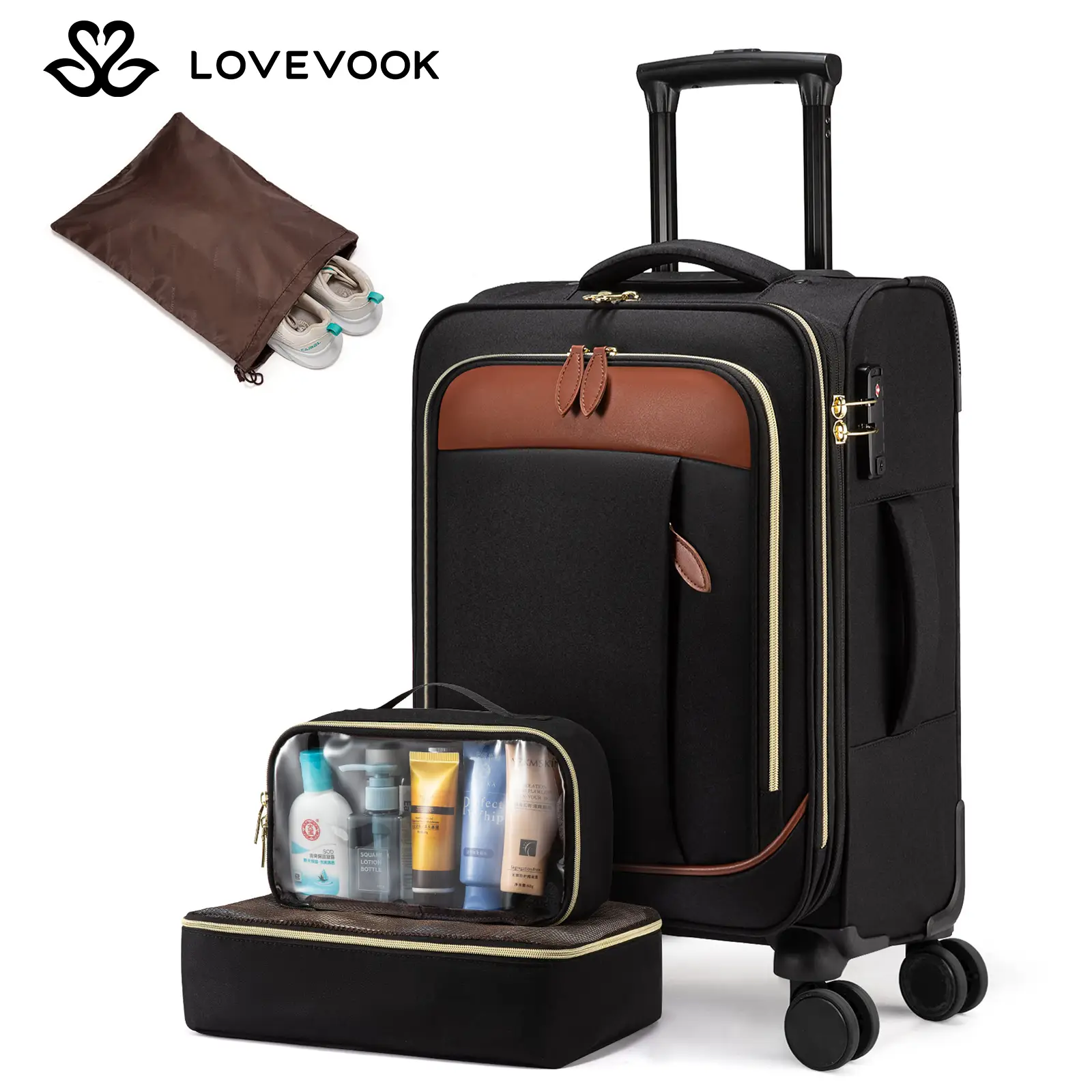 LOVEVOOK Carry On Luggage 22x14x9 Airline Approved with TSA Lock, Durable Soft Suitcases with Spinner Wheels, Lightweight 20 Inch Travel for luggagese