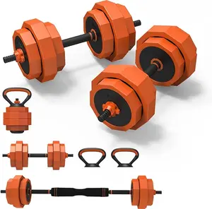 Lusper Adjustable Weights Dumbbells Set, 44LB/55LB/66LB Free Weights, 3 in 1 Mutiweight Dumbbell/Barbell/Kettlebell with Connector, Versatile Weight Set for Home Gym