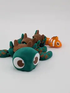 🐢🐉 Turtle-Dragon Flexi with Clownfish Tail! 🌊 Articulated Sensory Fidget Toy ✨🐟