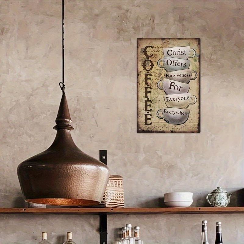 Rustic Wooden Coffee Wall Art, 5.85x7.8in, Inspirational Quote Sign, Easy to Hang, for Home & Coffee Shop Decor, Vintage Style, No Power Needed, Battery-Free