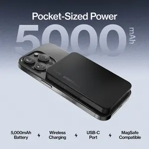 STATIK State Power Bank: 5000mAh | MagSafe Wireless Charger | USB-C Fast Charging | TSA-Approved | Aluminium Frame | Fire Safe Battery for iPhone 12+